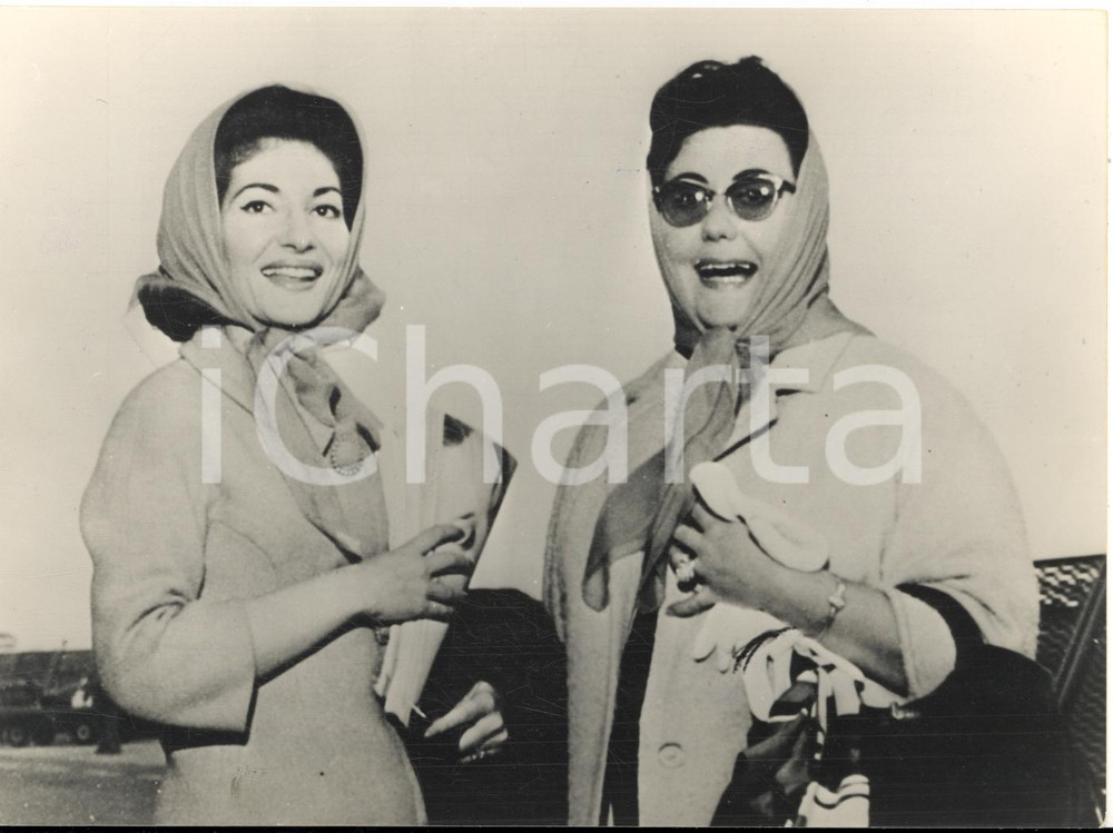 1963 PARIS ORLY Arrivo di Maria CALLAS e Régine CRESPIN - Foto 18x13 cm
