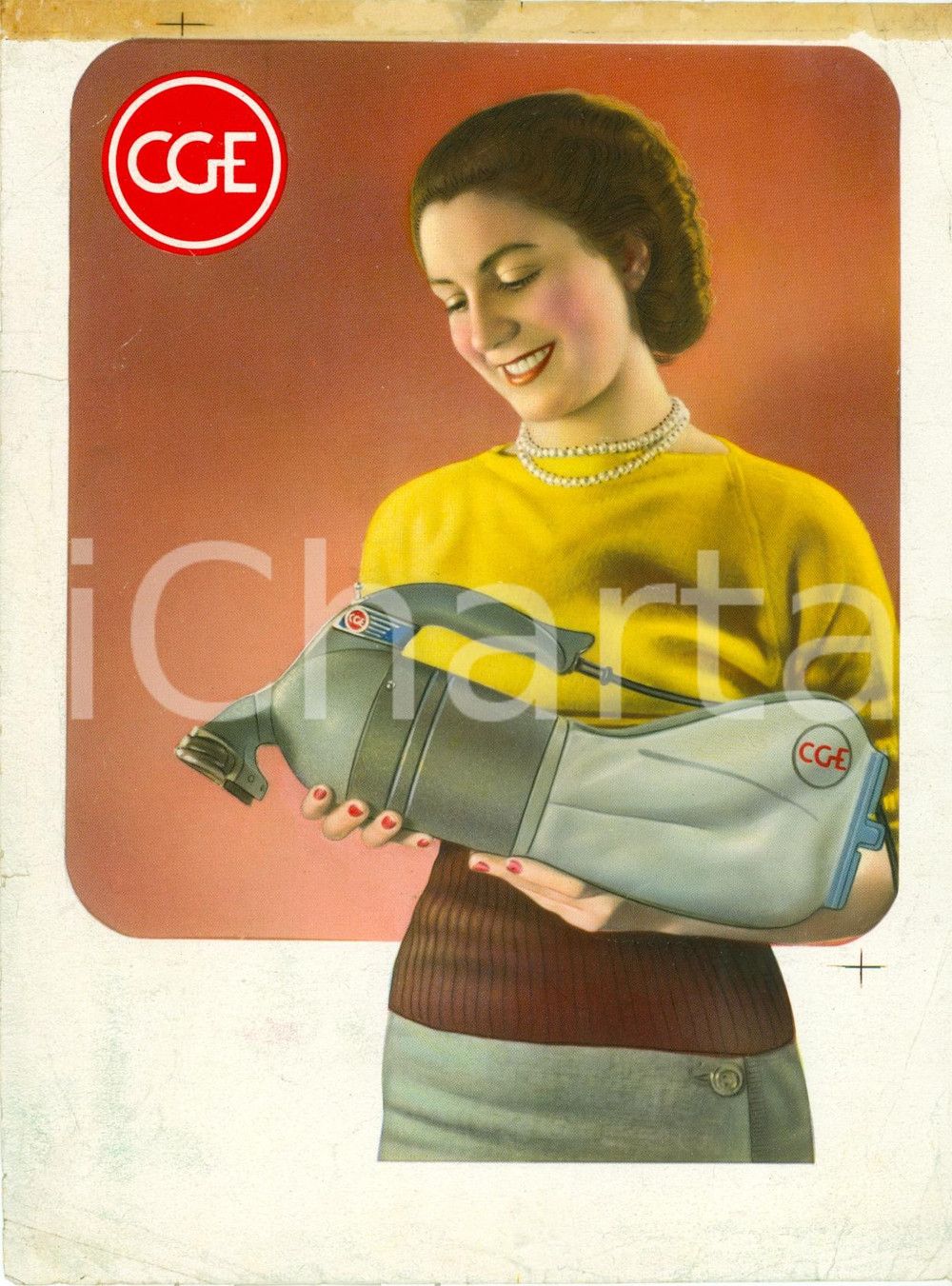 Materiale pubblicitario d’epoca 1960 ca ASPIRAPOLVERE CGE Volantino pubblicitario PROVA DI STAMPA 1