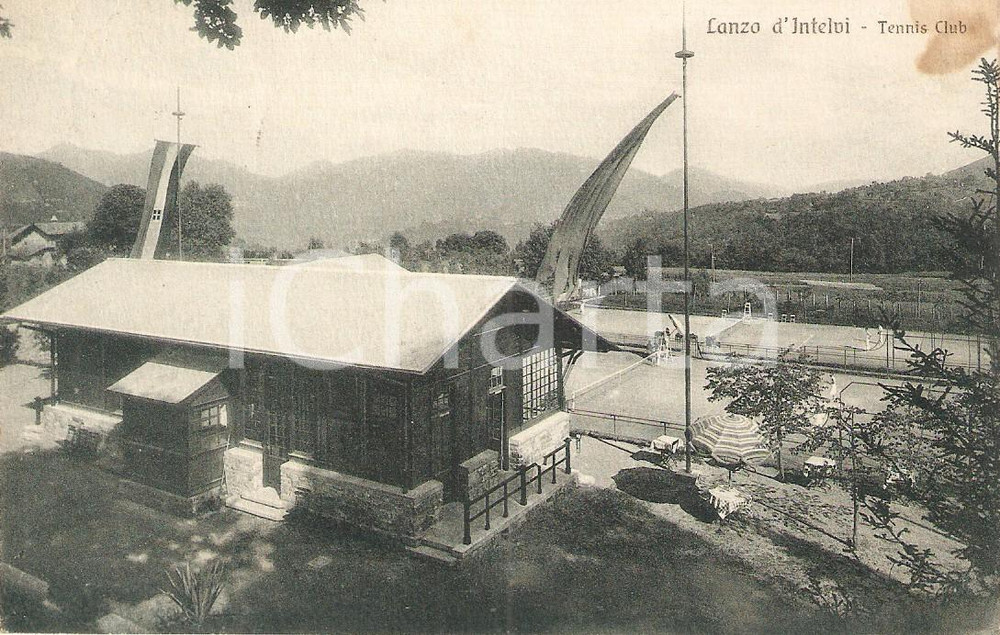 Cartolina originale da collezione 1942 LANZO D'INTELVI (CO) Panorama del TENNIS CLUB *Cartolina FP VG 1