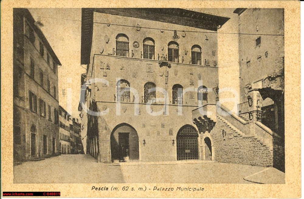 Cartolina originale da collezione 1925 Pescia, Pistoia *Municipio e dintorni - FP NV 1