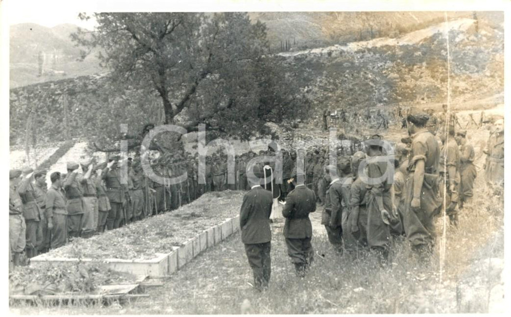Fotografia d epoca originale 1930 ca CIMA VERMOI BZ Messa al cimitero di guerra SAN FRANCESCO D ASSISI 1