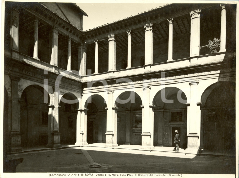 Fotografia d epoca originale 1934 ROMA Chiesa SANTA MARIA della PACE  Chiostro del BRAMANTE Foto 26 x 19 cm 1