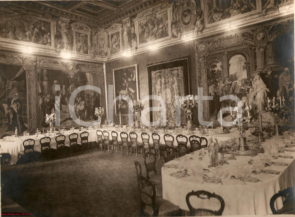 Fotografia d epoca originale 1929 Vaticano Sala dei Paramenti Foto tavola imbandita 1