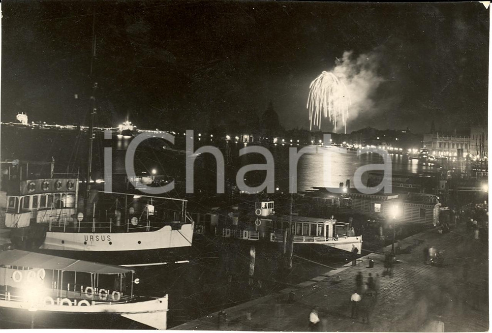 Fotografia d'epoca originale 1934 VENEZIA Fuochi d'artificio a festa del REDENTORE 1
