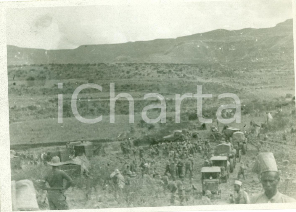 Fotografia d epoca originale 1936 ETIOPIA A.O.I. Servizi logistici seguono avanzata italiana FOTOGRAFIA 1