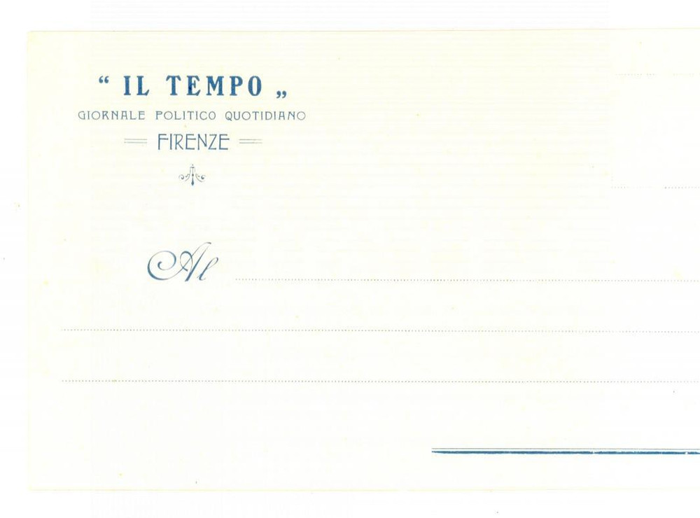 Cartolina originale da collezione 1910 ca FIRENZE IL TEMPO Giornale politico quotidiano Cartolina intestata FP NV 1