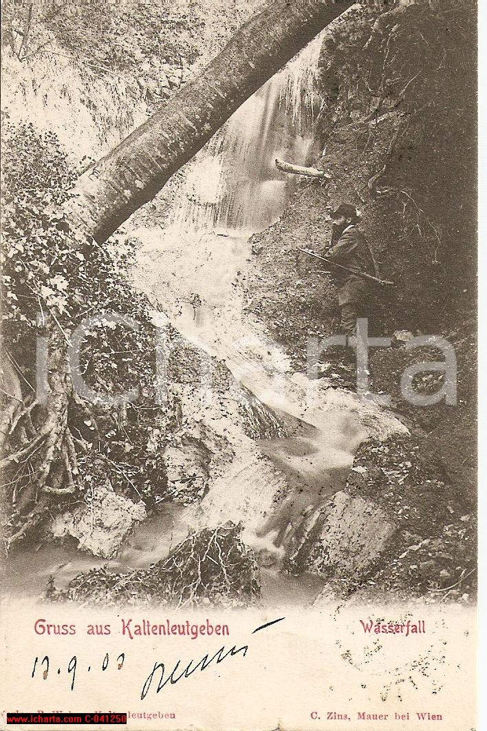 Cartolina originale da collezione 1912 KALTENLEUTGEBEN (AUSTRIA) Cascata CurrÃ² ANIMATA 1
