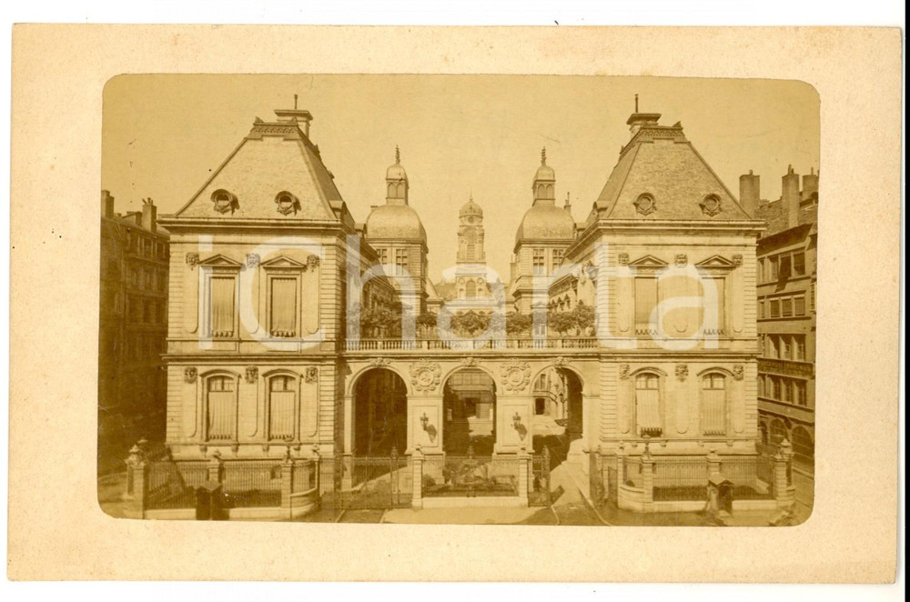 Fotografia d epoca originale 1890 ca LYON FRANCE Veduta dell Hotel de Ville Foto VINTAGE 19x12 cm 1