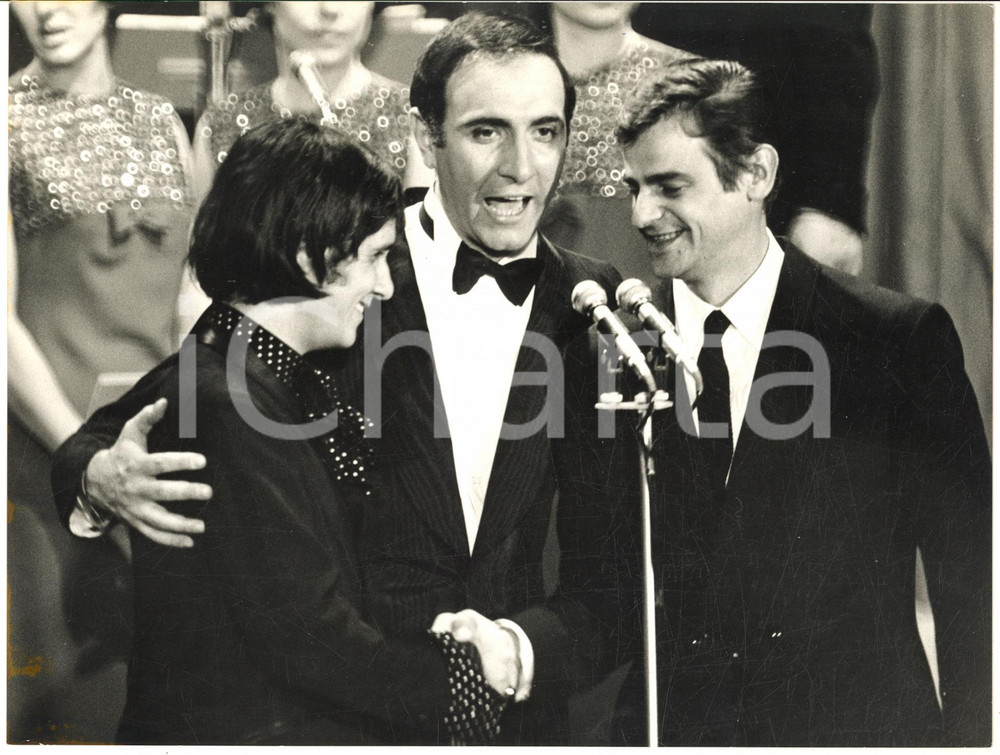 1968 FESTIVAL DI SANREMO Pippo BAUDO con Roberto Carlos e Sergio ENDRIGO *Foto