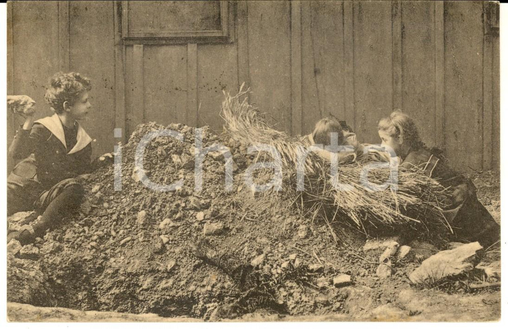 Cartolina originale da collezione 1902 COSTUMI Giochi tra bambini di campagna Cartolina VINTAGE FP VG 1