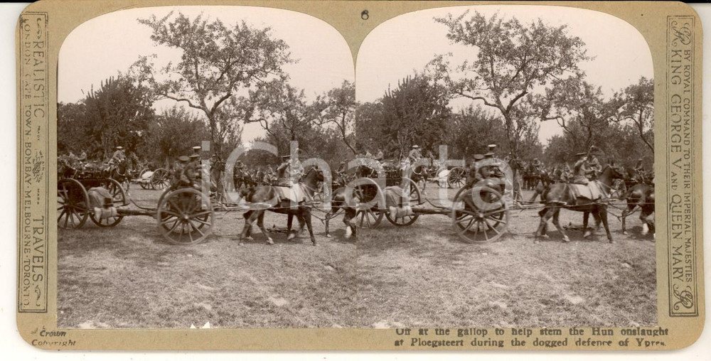 Fotografia d epoca originale 1918 WW1 THE GREAT WAR Off at the gallop to YPRES Stereoscopic photo nÂ° 6 1