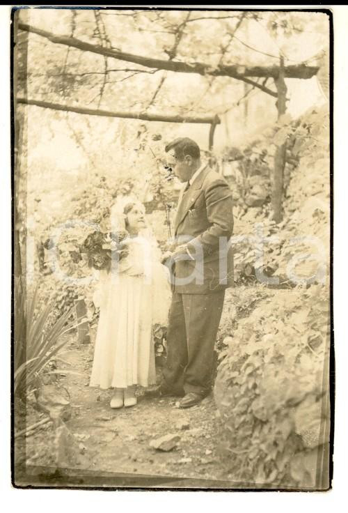 Fotografia d epoca originale 1941 CASTEL SAN LORENZO SA Padre con la figlia alla Prima Comunione Foto 7x9 1