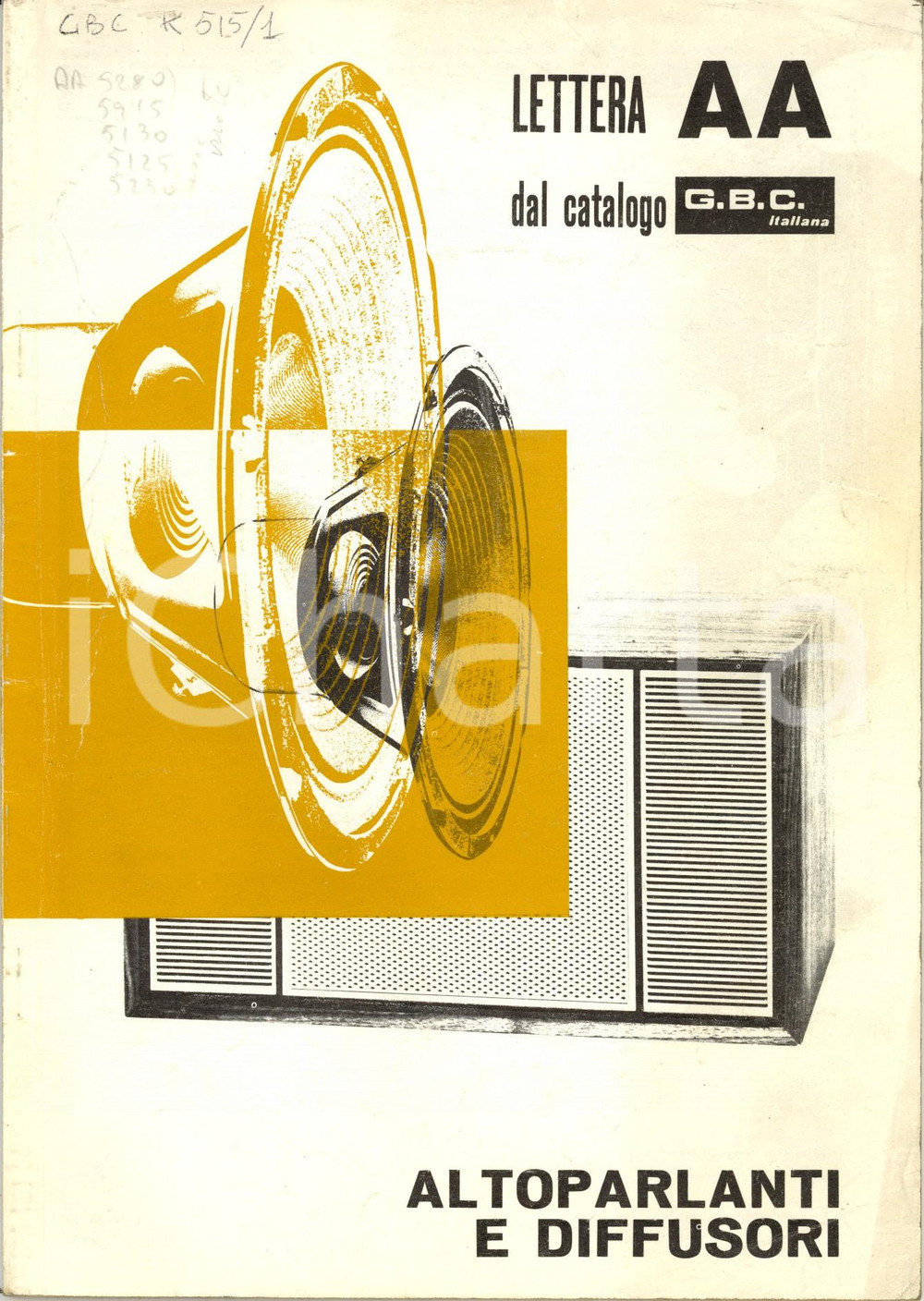 Materiale pubblicitario d’epoca 1960 ca MILANO Catalogo GBC italiana Altoparlanti e diffusori AA Opuscolo 1