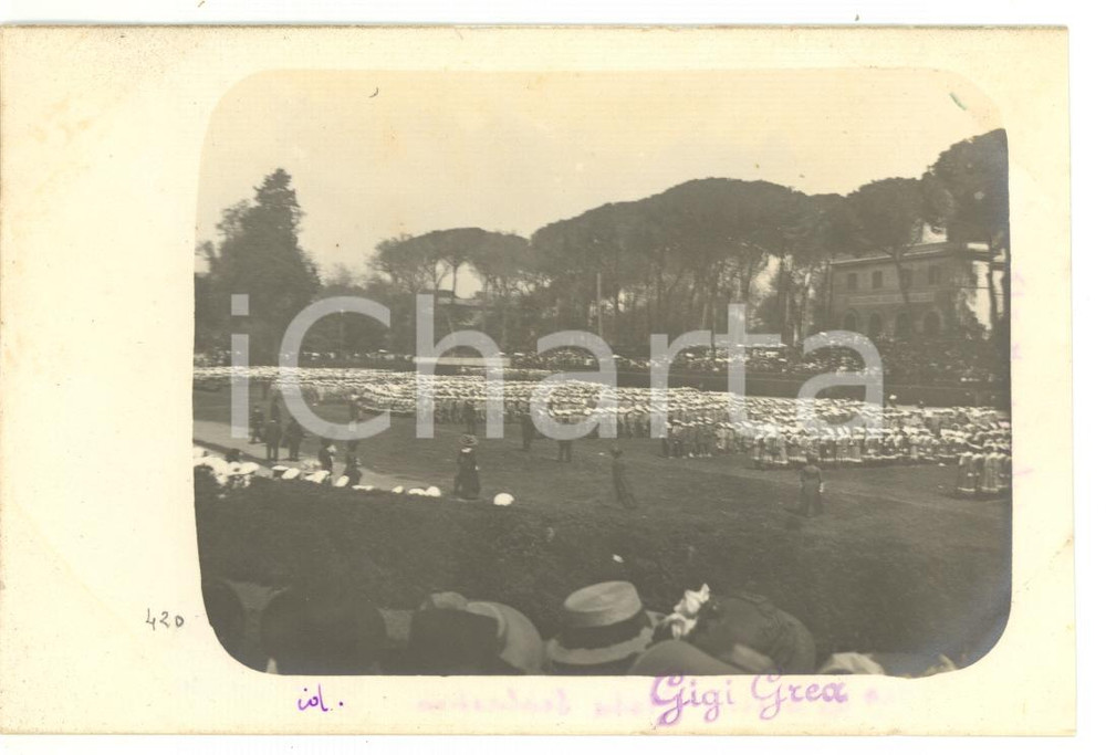 1910 ROMA Festa scolastica a Villa Borghese - Fotocartolina 