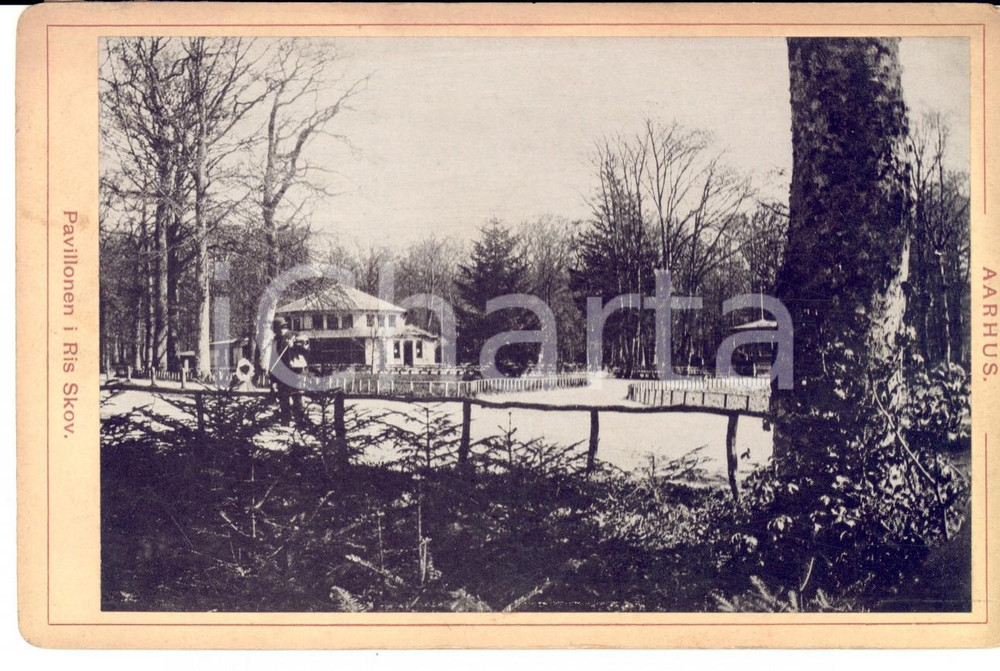 Fotografia d epoca originale 1880 ca AARHUS DENMARK Pavillonen i Ris Skov Foto VINTAGE 17x11 cm 1