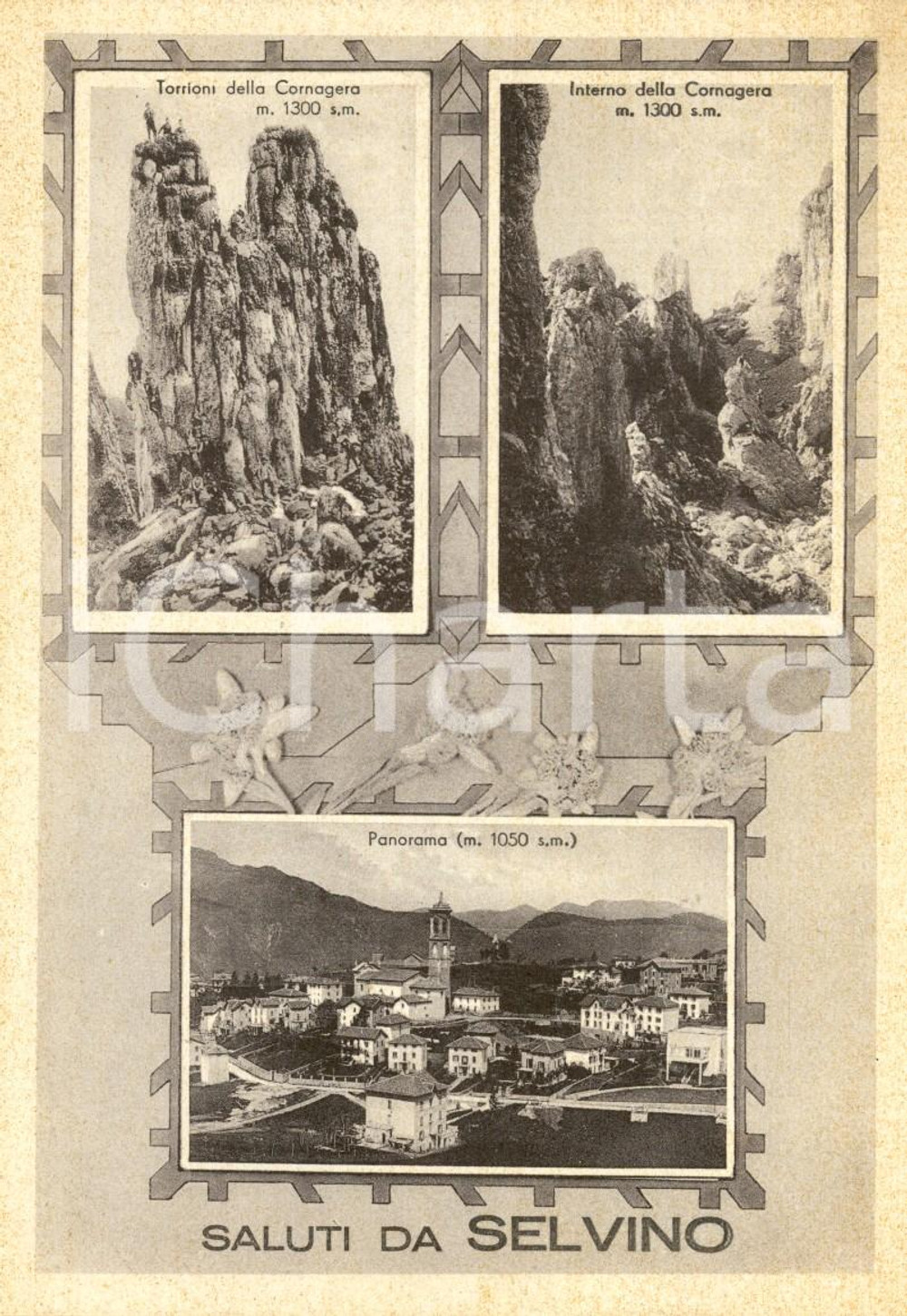 Cartolina originale da collezione 1939 SELVINO (BG) Vedutine paese e Torrioni della CORNAGERA *Cartolina FG NV 1