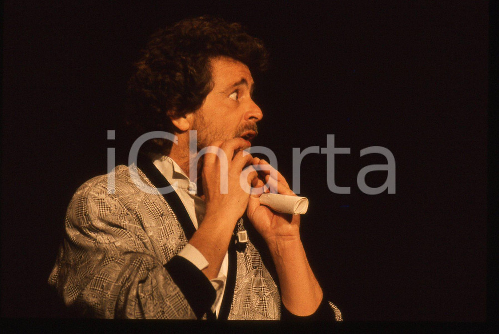 35mm vintage slide* 1988 FESTIVAL DI SANREMO Beppe GRILLO in scena RAI UNO (14)