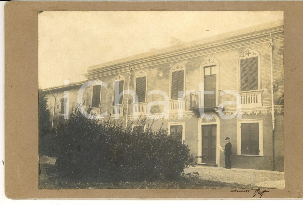 Fotografia d epoca originale 1910 ca AREA LOMBARDA ? Veduta di un antica dimora Foto Edoardo RATTI 21x13 1