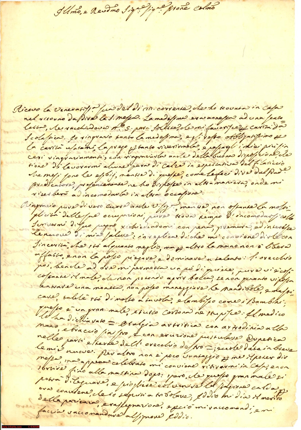 Documento originale, autentico 1770 ca AREZZO '...a tavola lambisco come i bambini' 1