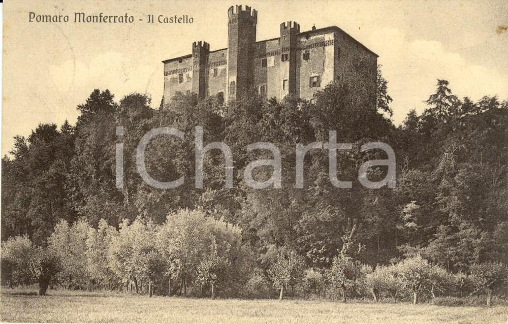 Cartolina originale da collezione 1941 POMARO MONFERRATO AL Veduta del castello e dintorni Cartolina FP VG 1