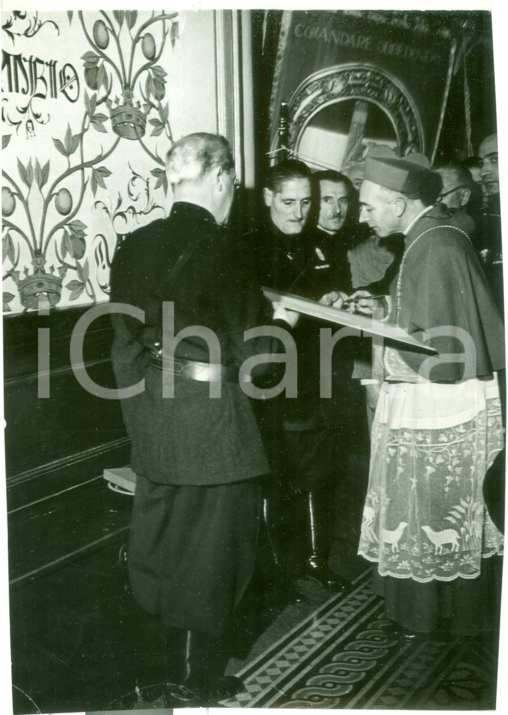 Fotografia d epoca originale 1933 MILANO Card. Ildefonso SCHUSTER firma Libro d Oro Federazione Commercianti 1