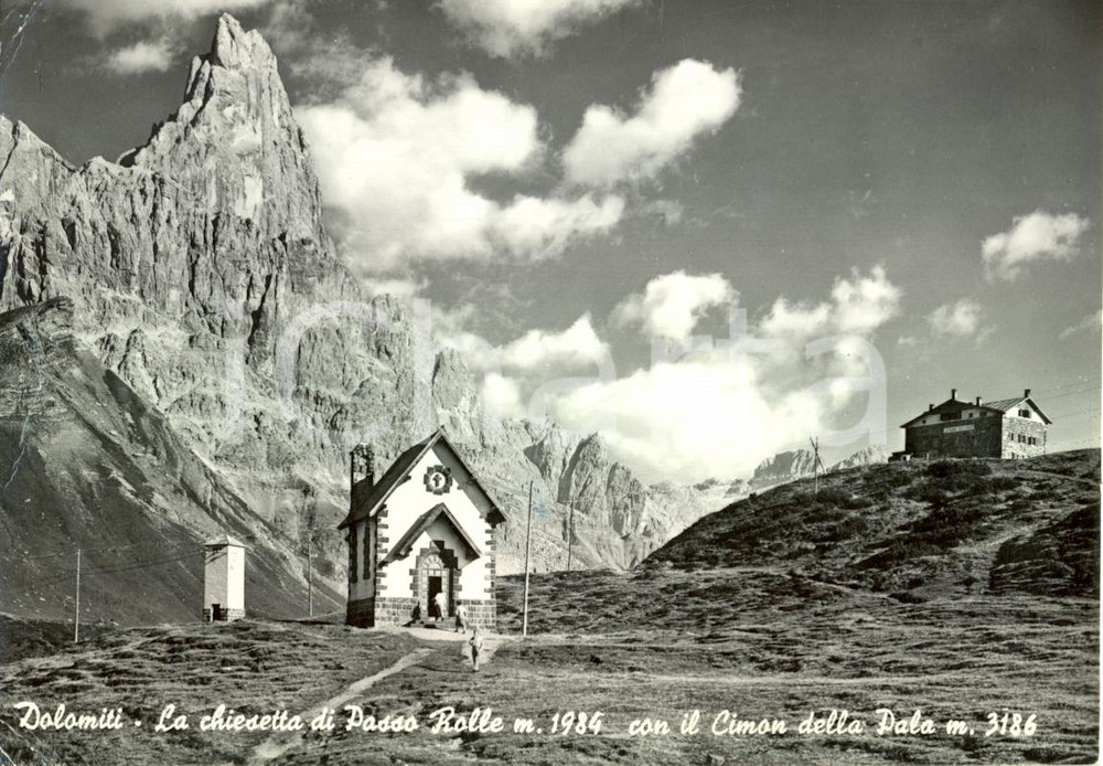 Cartolina originale da collezione 1965 PASSO ROLLE TN Veduta DOLOMITI  Cimon della Pala Cartolina postale FG VG 1