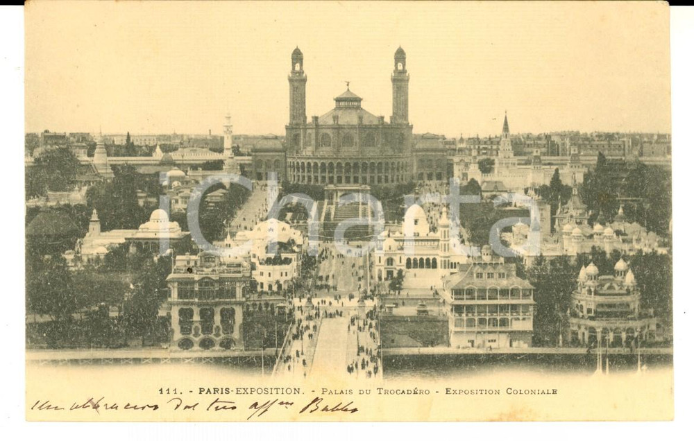 Autografo originale 1900 PARIS Exposition - Trocadero *Autografo col. Giovanni BONA Fanteria FP 1
