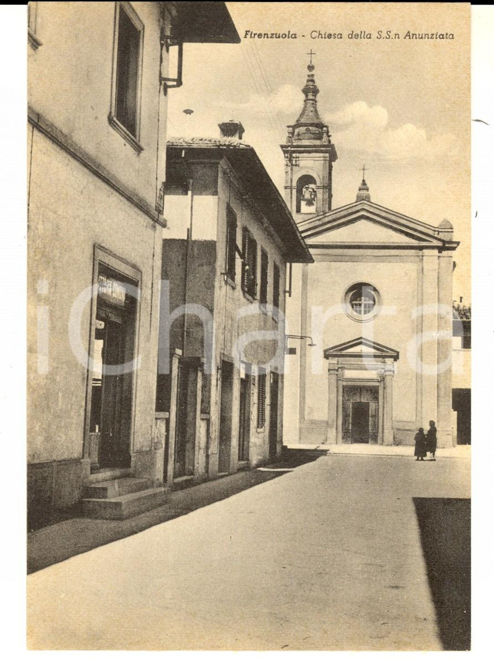 Cartolina originale da collezione 1940 ca FIRENZUOLA (FI) Chiesa della SS.ma ANNUNZIATA *Cartolina ANIMATA FG NV 1