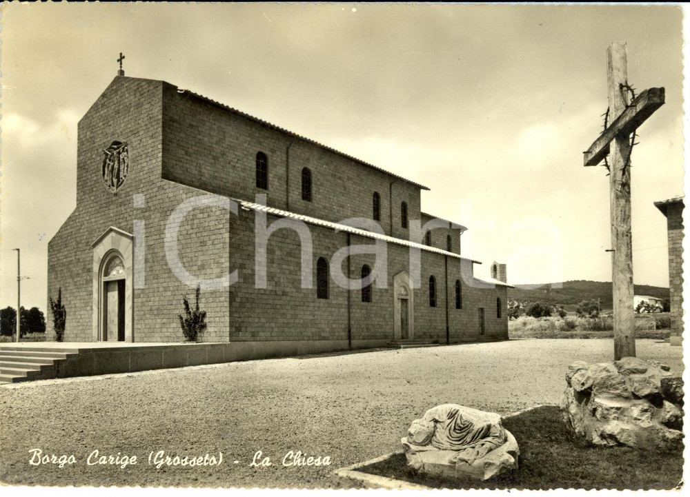Cartolina originale da collezione 1960 CAPALBIO (GR) Frazione BORGO CARIGE Chiesa del CUORE IMMACOLATO *FG VG 1