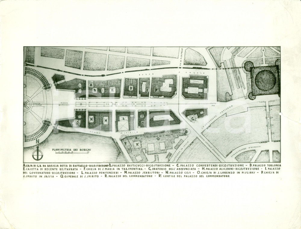 Fotografia d epoca originale 1938 ROMA Planimetria borghi di Via della CONCILIAZIONE Fotografia coeva 1