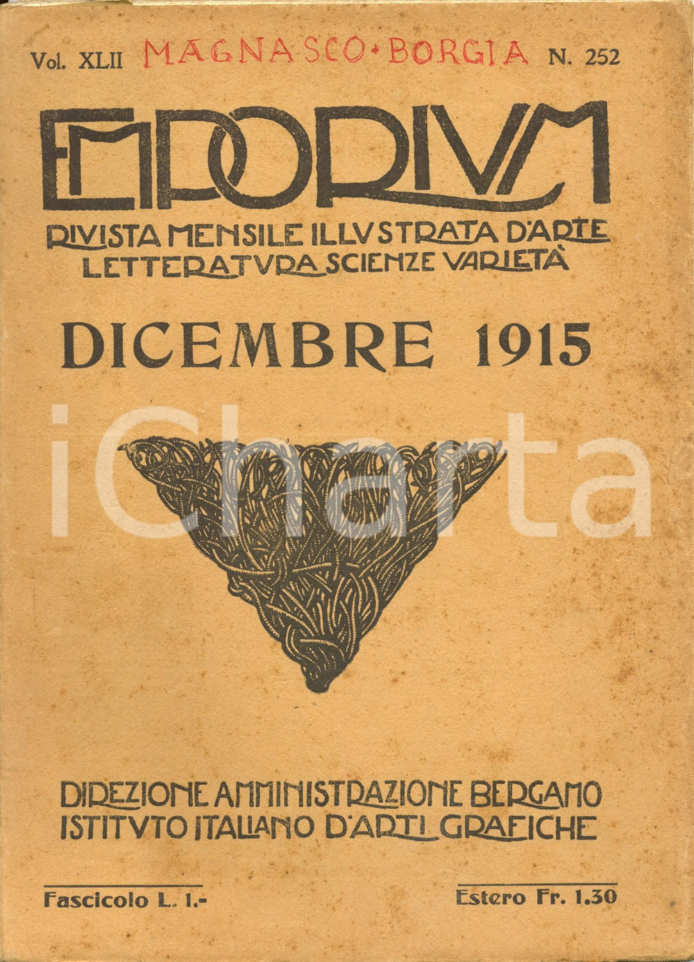 Giornale, rivista storica 1915 EMPORIUM Achille Locatelli MILESI Arte di Alessandro MAGNASCO Rivista 1