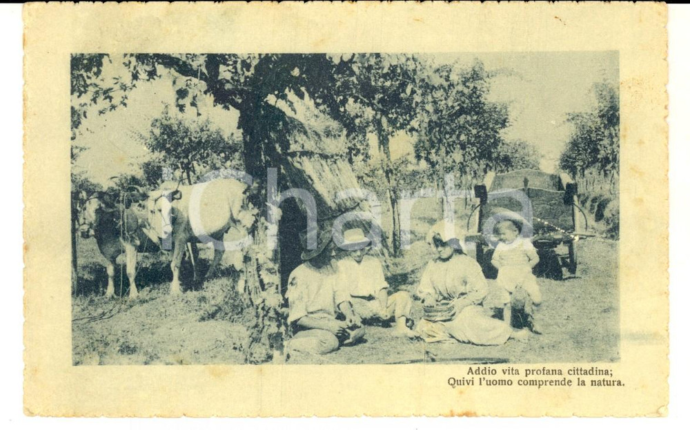 Cartolina originale da collezione 1918 VITA DI CAMPAGNA Addio vita profana cittadina... *Cartolina postale FP VG 1