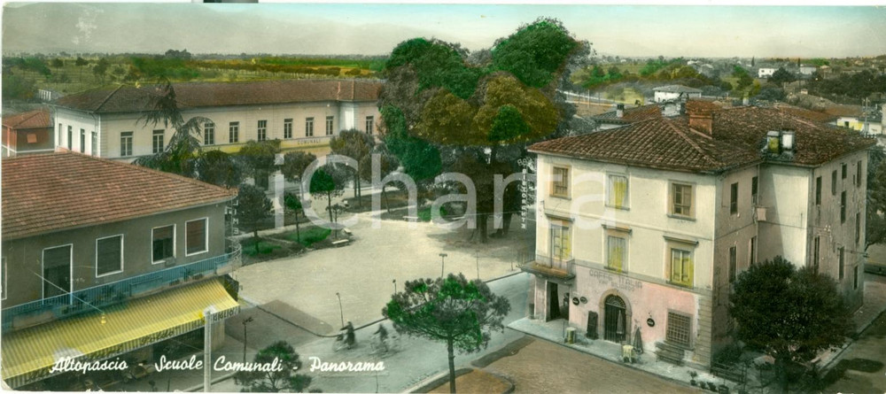Cartolina originale da collezione 1959 ALTOPASCIO (LU) Scuole comunali e CaffÃ¨ ITALIA FG 1