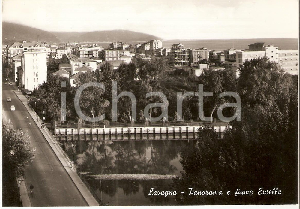 Cartolina originale da collezione 1962 LAVAGNA GE Panorama della cittÃ  con Giume EUTELLA Cartolina FG VG 1