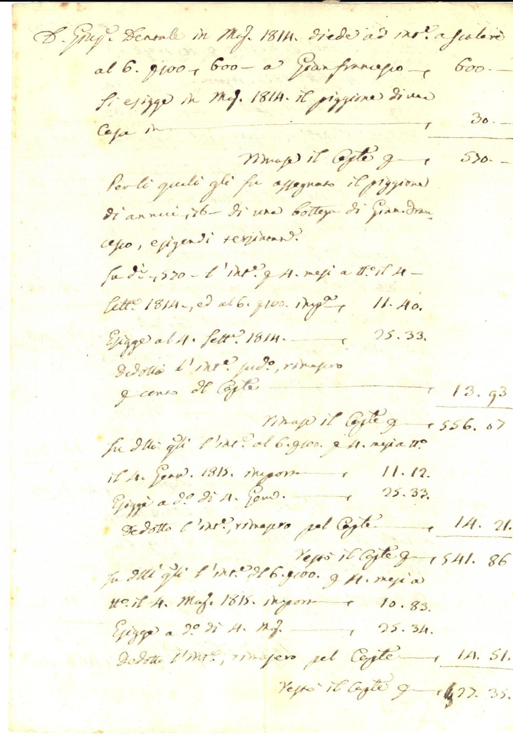 Documento originale, autentico 1818 COSENZA Conti di don Giuseppe DENTALE dare e avere Manoscritto 1