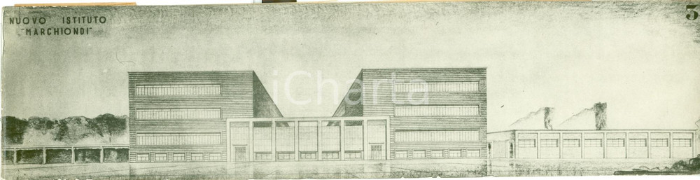 Fotografia d'epoca originale 1938 MILANO Istituto MARCHIONDI SPAGLIARDI di BAGGIO *Foto coeva del disegno 1