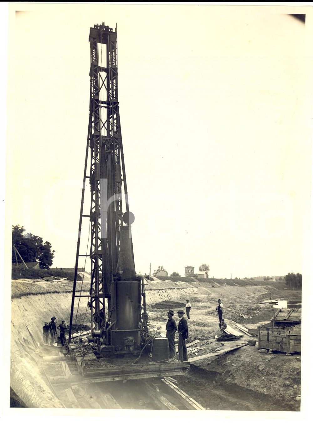 Fotografia d epoca originale 1940 ca PAVIA Lavori idraulici nelle campagne Foto artistica CHIOLINI & TURCONI 1
