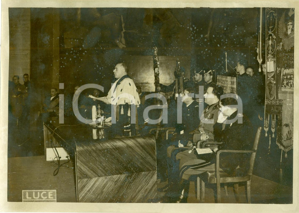 Fotografia d epoca originale 1938 ROMA Pietro DE FRANCISCI inaugura anno accademico R. UNIVERSITA  Foto 1