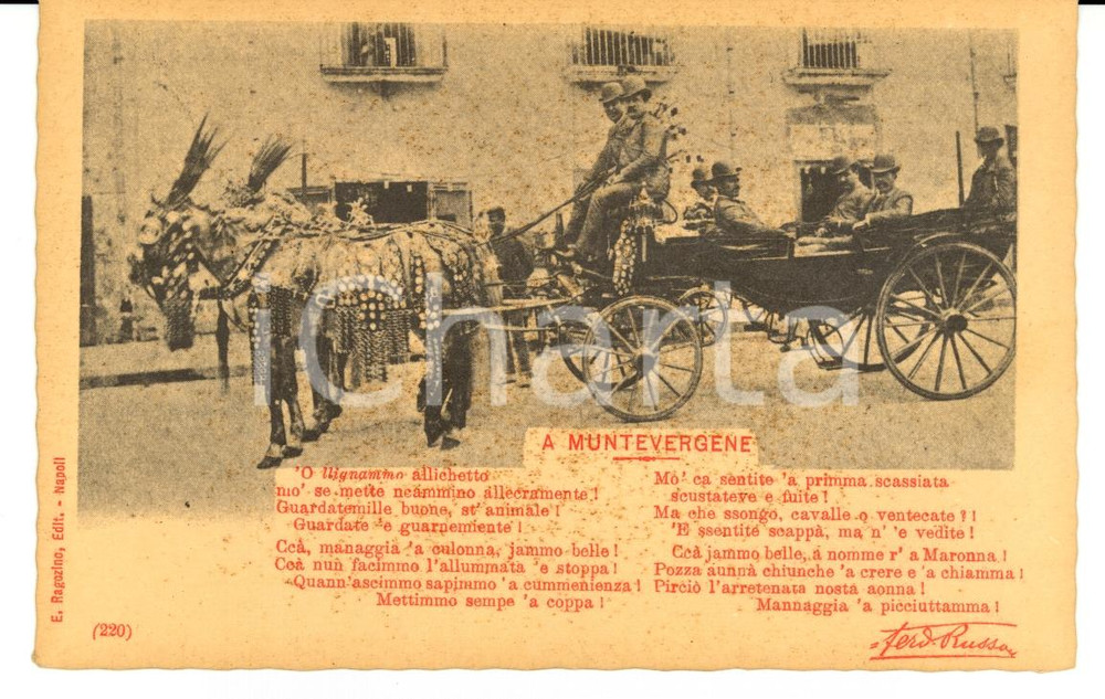 Cartolina originale da collezione 1900 NAPOLI FOLKLORE A muntevergene Ferdinando RUSSO FP NV 1