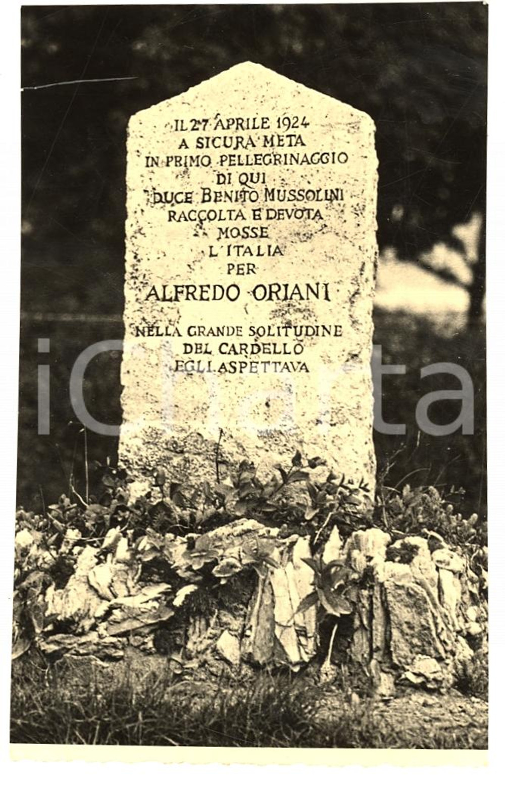 Fotografia d'epoca originale 1936 CASOLA VALSENIO RA Lapide per Marcia sul CARDELLO 1