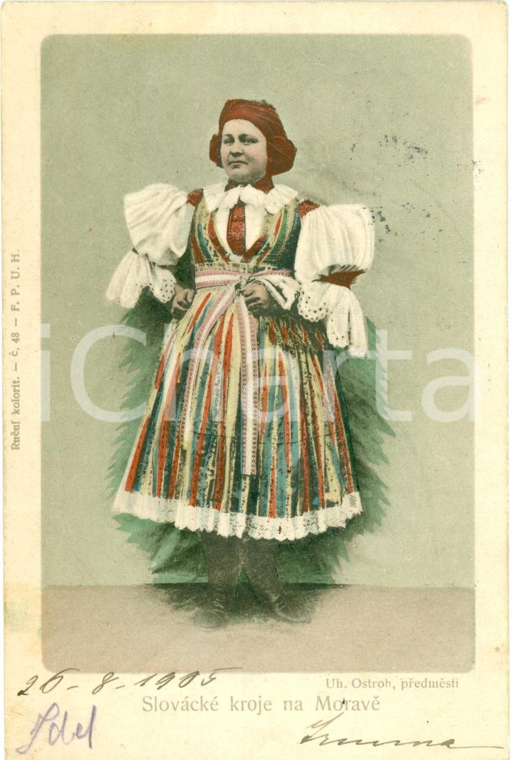 Cartolina originale da collezione 1905 SLOVACCHIA Costumi tipici della MORAVIA Cartolina FP VG 1