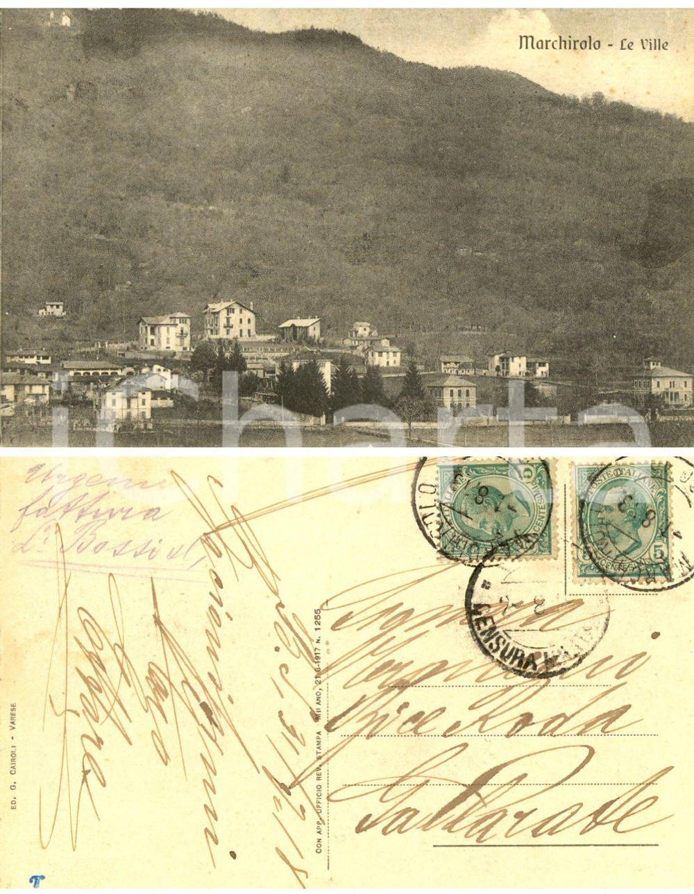 Autografo originale 1918 MARCHIROLO (VA) Le ville *Cartolina da Ettore TRONCONI alla moglie FP VG 1