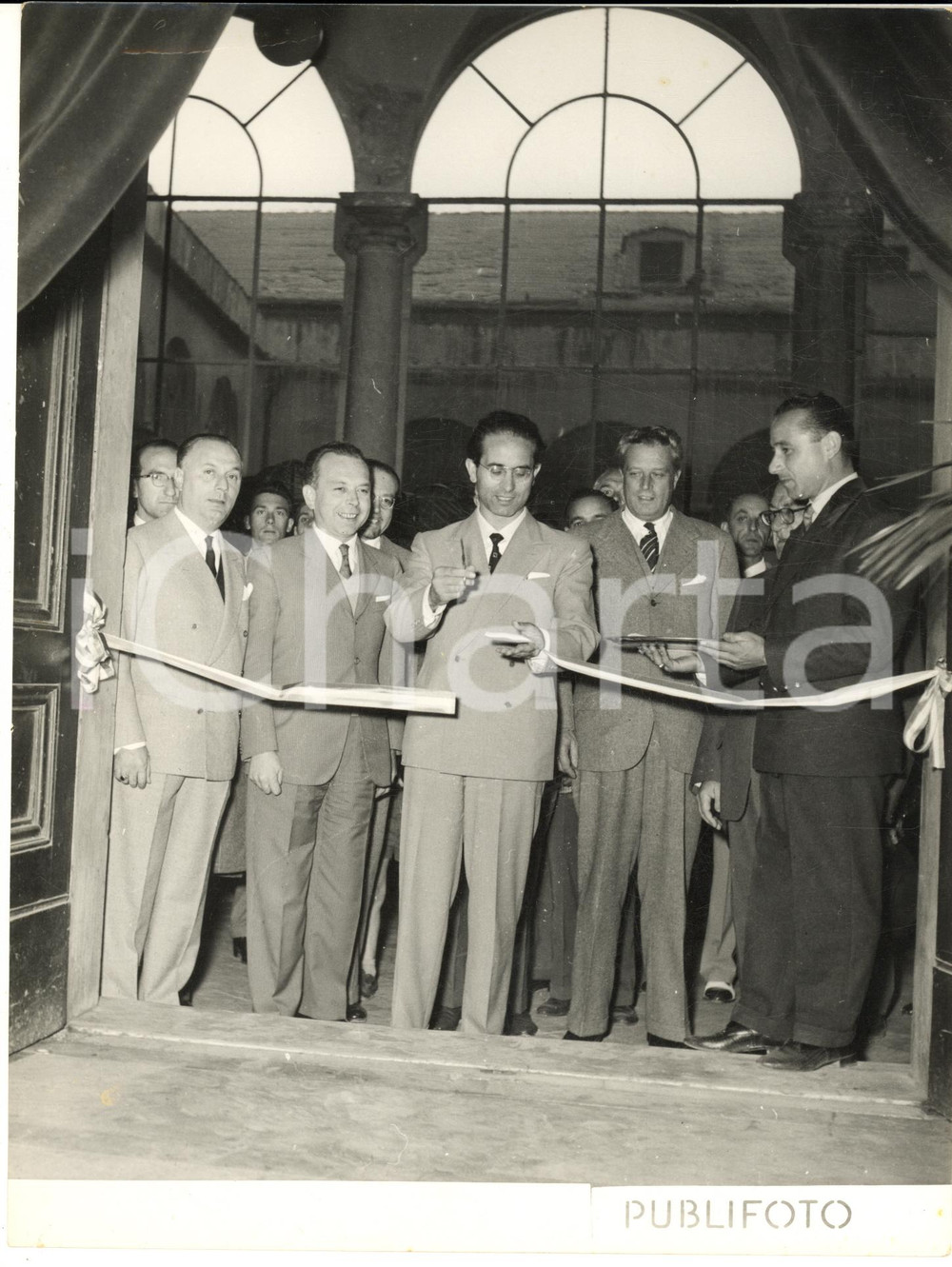 1954 GENOVA Palazzo Ducale - Ministro Emilio COLOMBO inaugura mostra *Foto