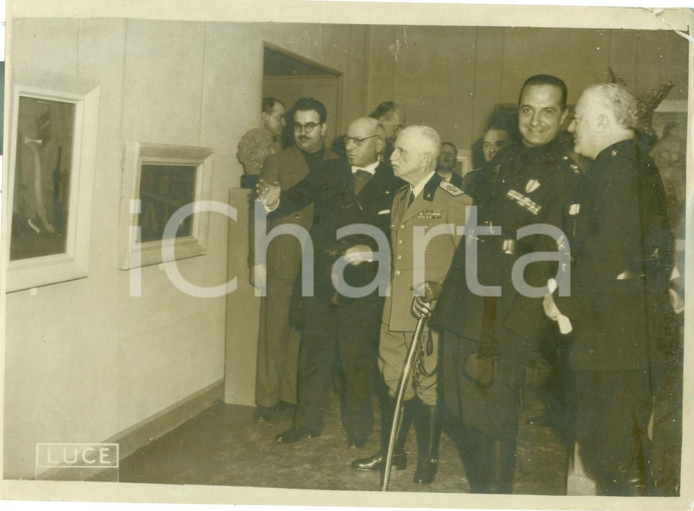 Fotografia d epoca originale 1937 ROMA Vittorio Emanuele III visita la Mostra di Belle Arti del LAZIO Foto 1