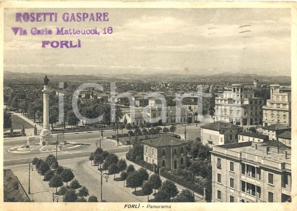 Cartolina originale da collezione 1941 FORLI' (FC) Panorama generale e PIAZZA della VITTORIA *Cartolina FG VG 1