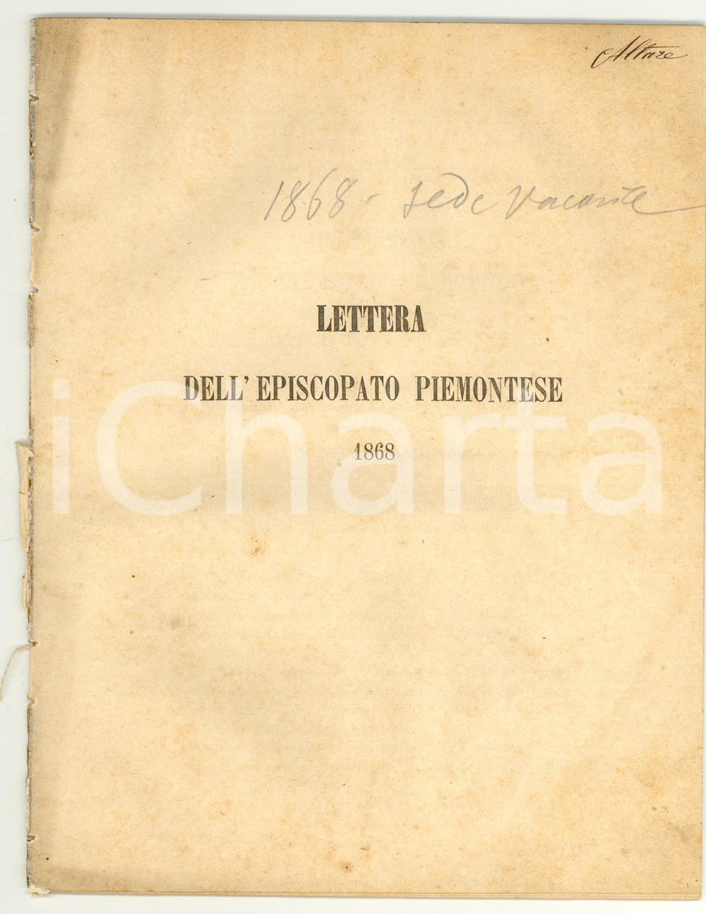 Documento originale, autentico 1868 Lettera vescovi piemontesi contro stampa e teatro 1