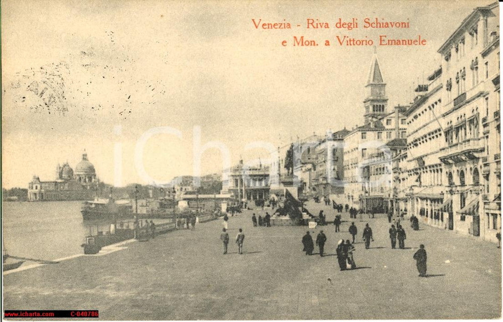 Cartolina originale da collezione 1911 Venezia Riva Schiavoni *Bellissima animazione 1