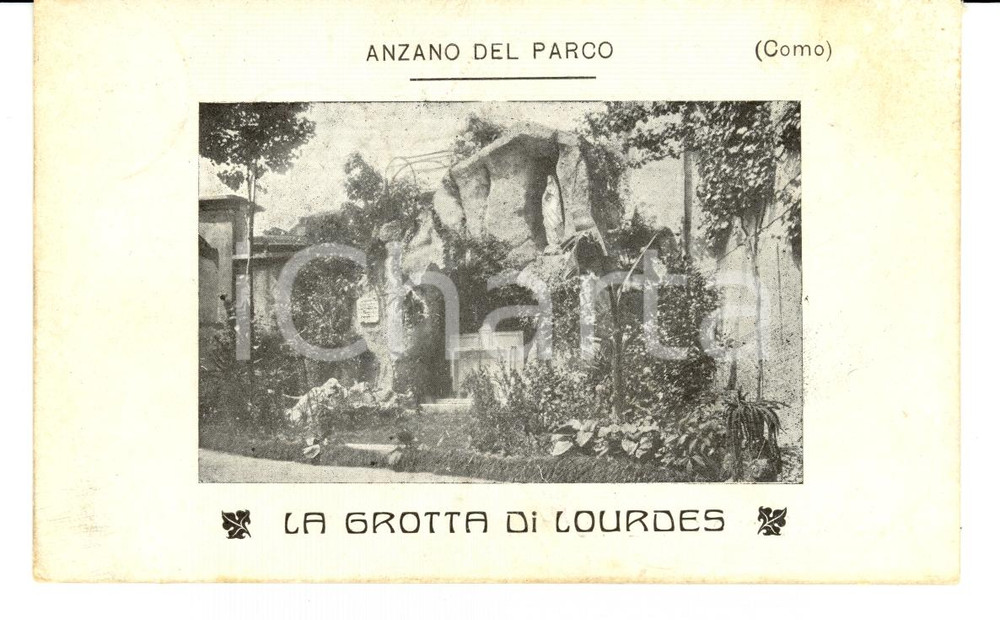 Cartolina originale da collezione 1921 ANZANO DEL PARCO CO La grotta di Lourdes FP VG 1