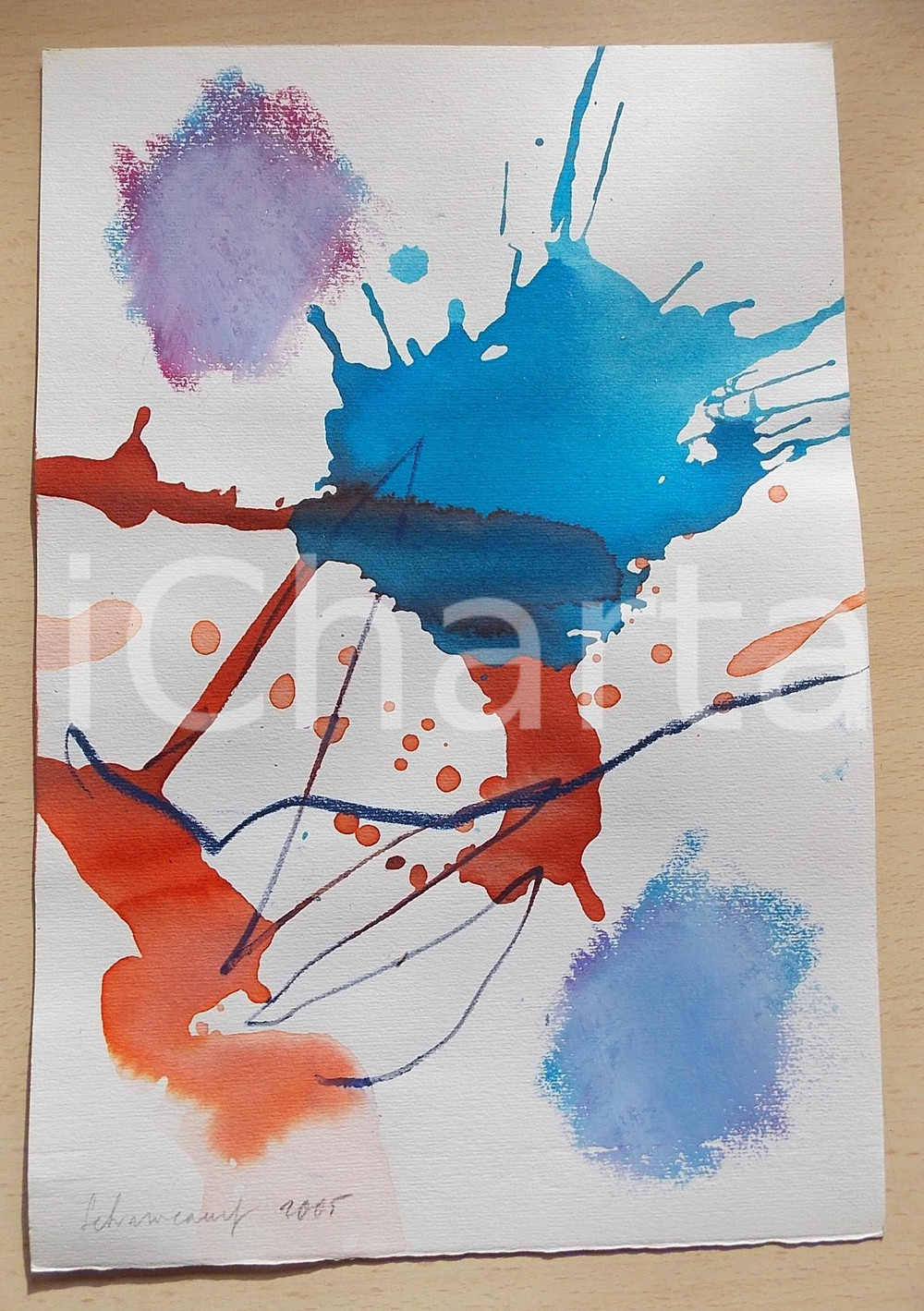 Opera d’arte autentica 2005 ARTE Paolo SCHIAVOCAMPO Paesaggio  Acquerello su carta FIRMATO 20x30 cm 1