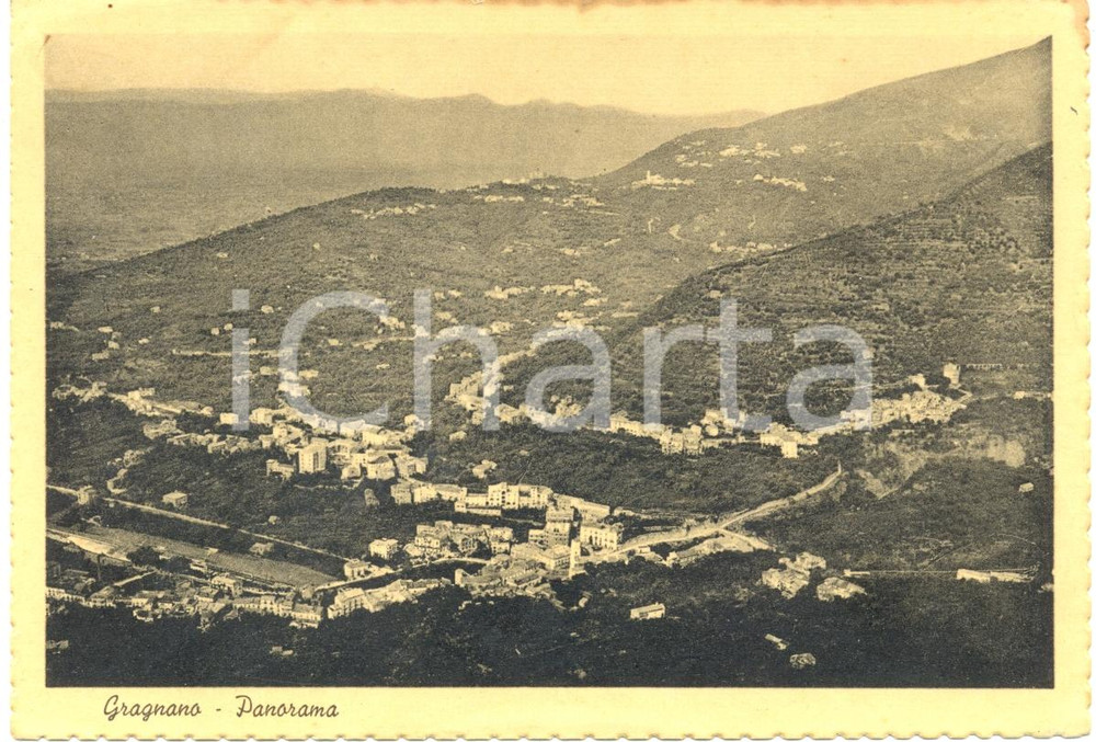 Cartolina originale da collezione 1940 ca GRAGNANO NA Veduta panoramica aerea del paese Cartolina FG NV 1